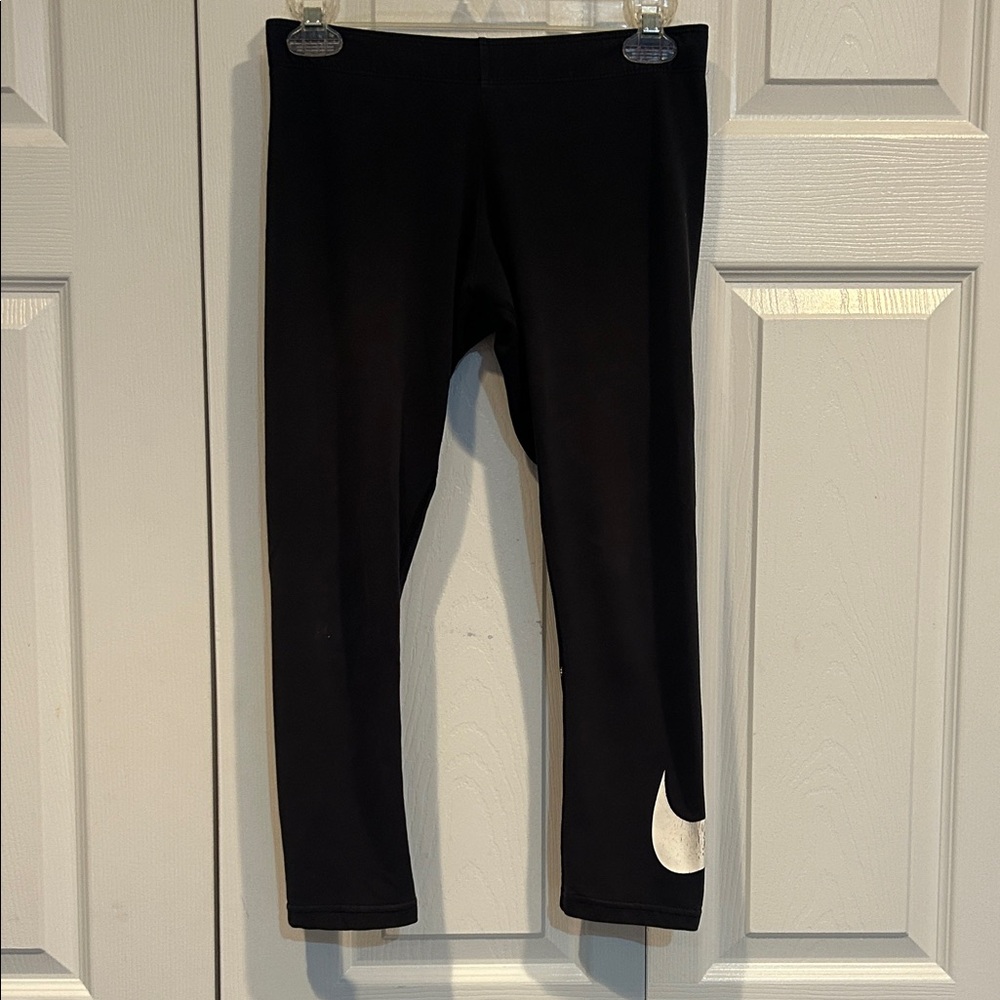 Kids Black Leggings with White Logo
